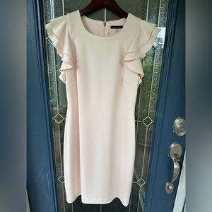 Tommy Hilfiger baby pink zip back scallop sleeve shift dress size 8